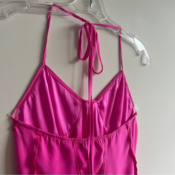 Wendelborn fuscha pink halter neck inside out bodysuit top - Picture 3 of 5